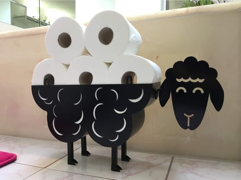 Novelty Black Sheep Toilet Paper Holder - Free Standing or Wall Mount