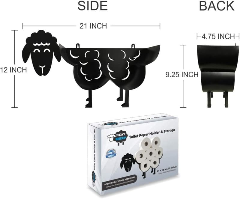 Novelty Black Sheep Toilet Paper Holder - Free Standing or Wall Mount