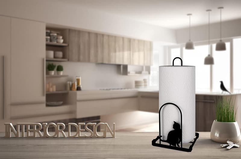 Black Metal Paper Towel Holder with Heavy Duty Base