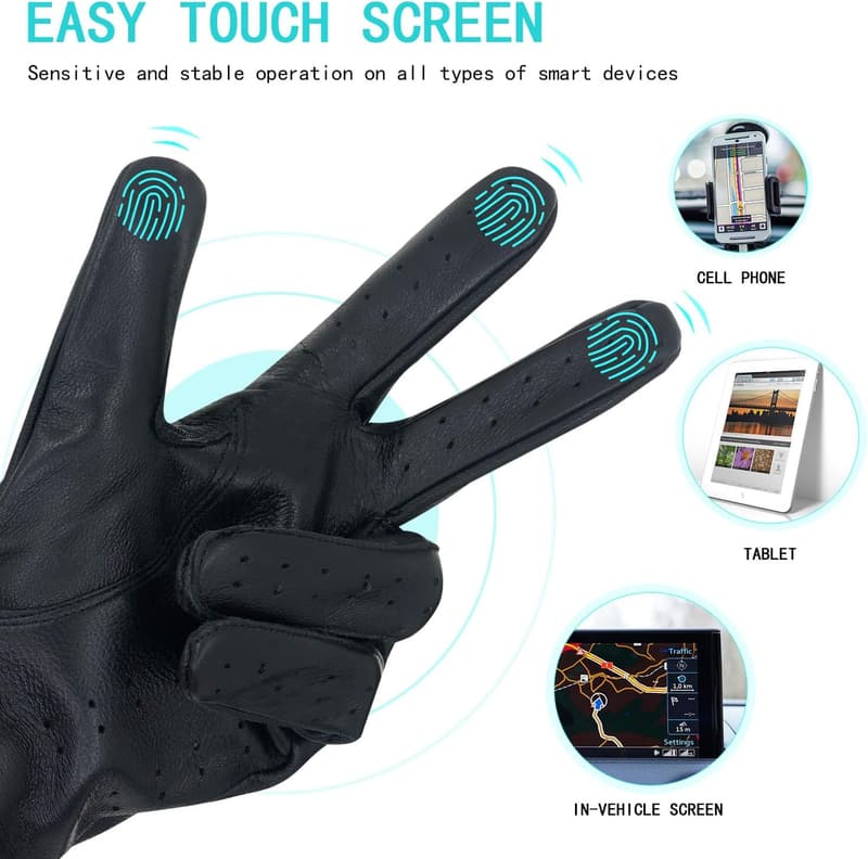 Men's Italian Lambskin Touchscreen Driving Gloves