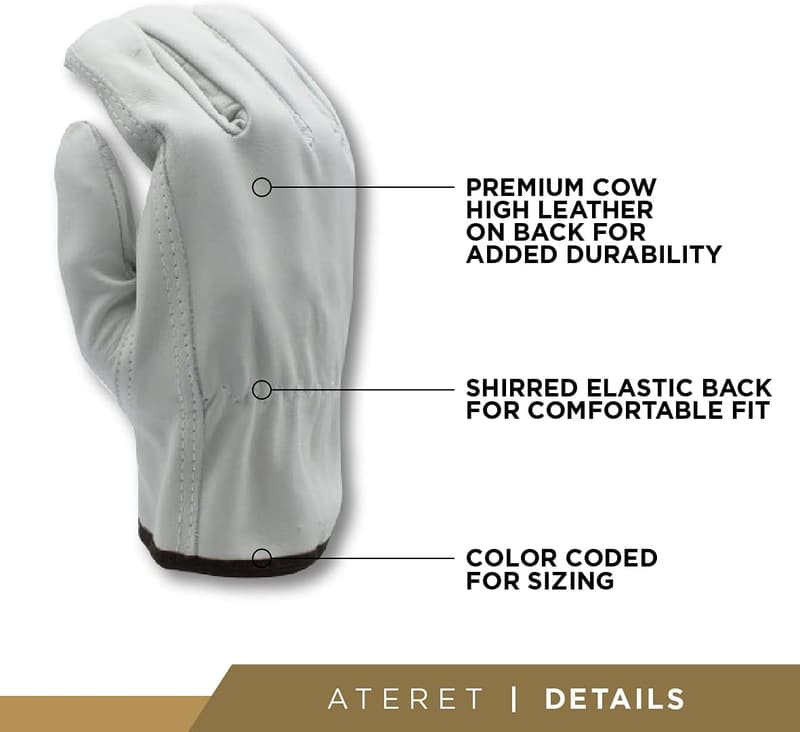 Durable Cowhide Leather Work Gloves for Truck Driving