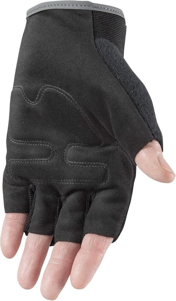 Men's Medium Fingerless Synthetic Leather Work Gloves - Black