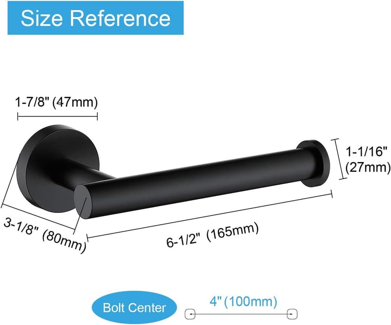 Matte Black Stainless Steel Toilet Paper Holder for Bathroom