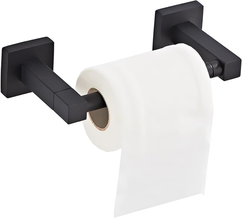 Matte Black Wall-Mounted Toilet Paper Holder in Stainless Steel