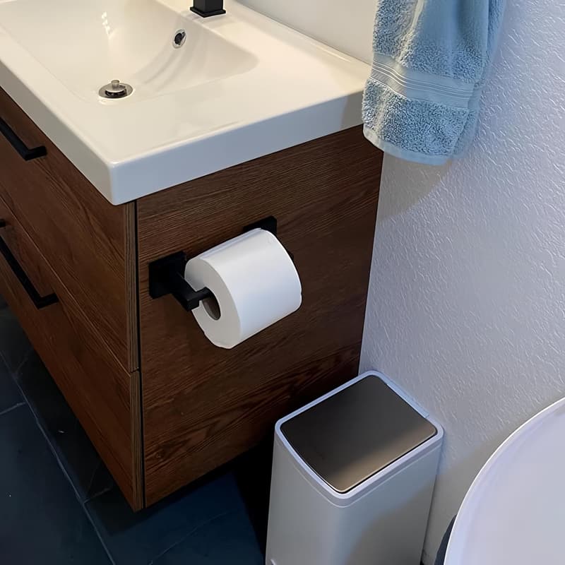 Matte Black Wall-Mounted Toilet Paper Holder in Stainless Steel