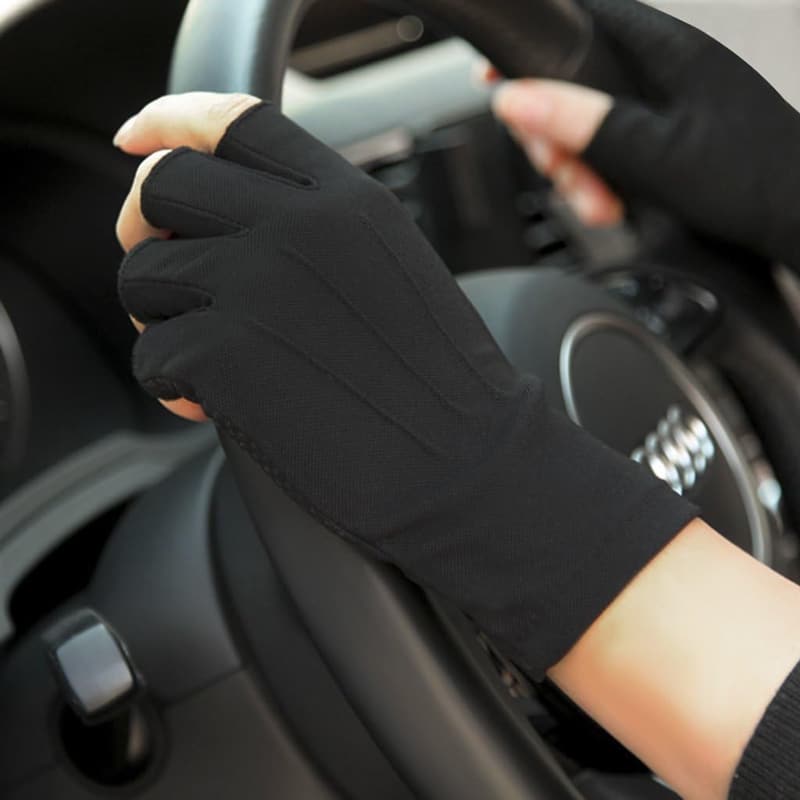 UV Protection Fingerless Cotton Gloves for Men and Women