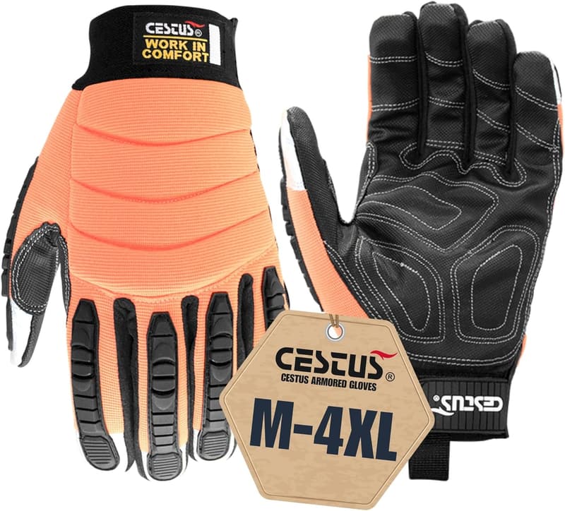 Heavy Duty Impact Work Gloves with Reflective Fingertips