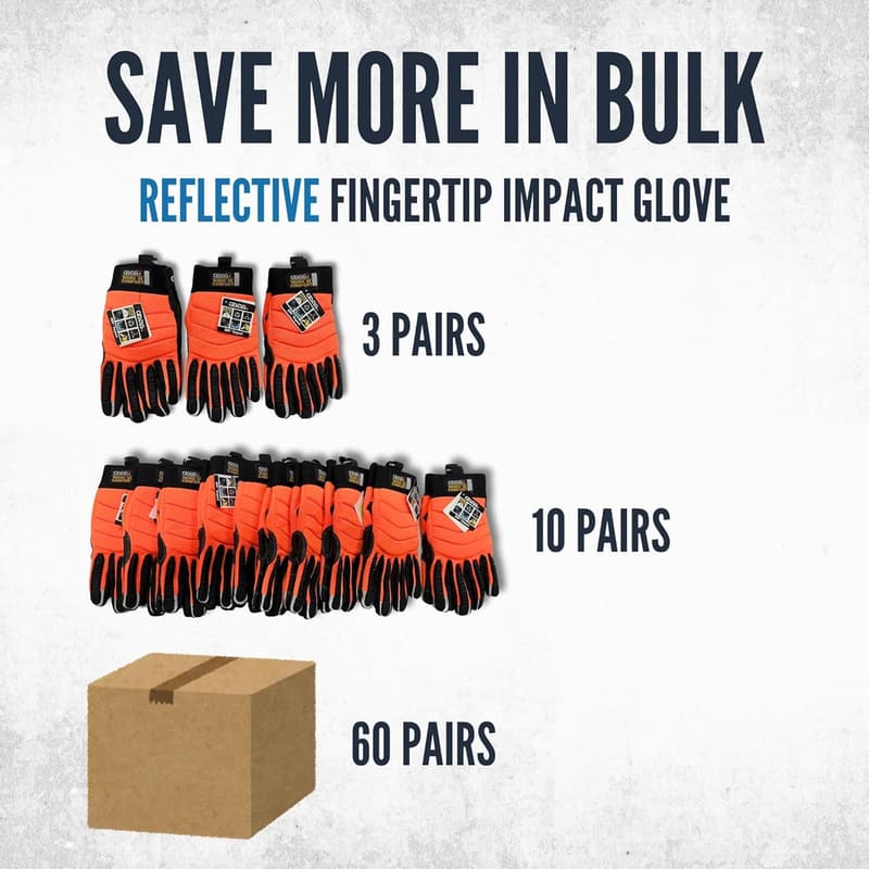 Heavy Duty Impact Work Gloves with Reflective Fingertips