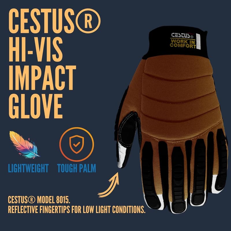 Heavy Duty Impact Work Gloves with Reflective Fingertips