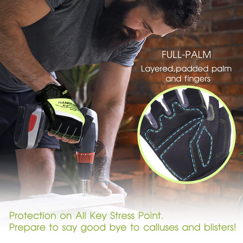 Men's Breathable Fingerless Work Gloves - Durable All-Purpose Fit