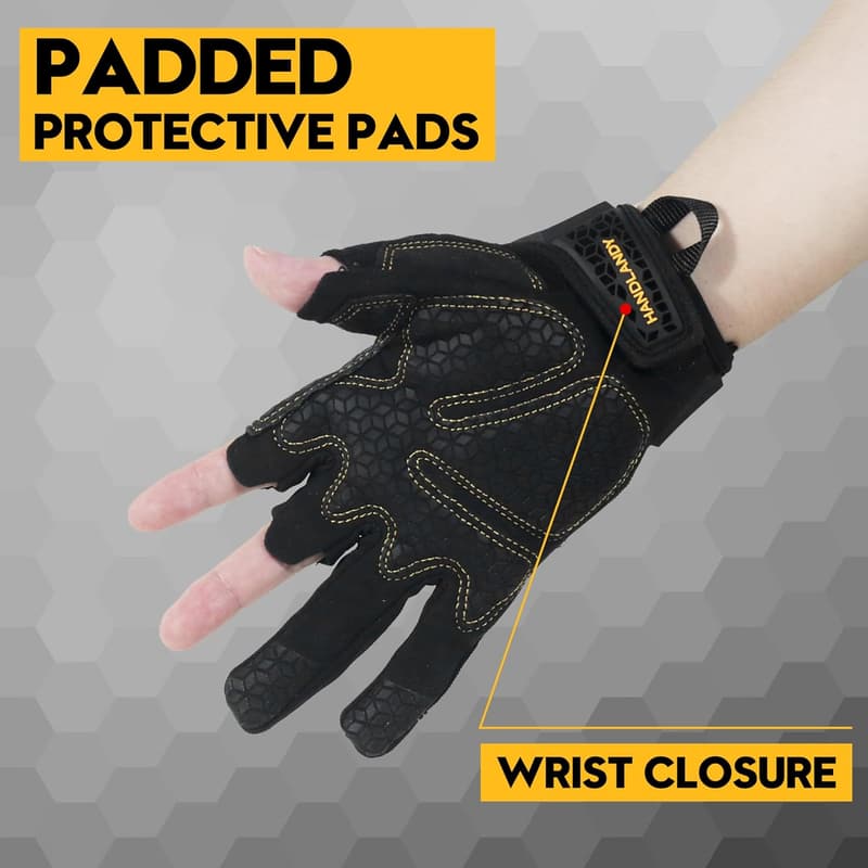 Utility Fingerless Work Gloves for Men and Women