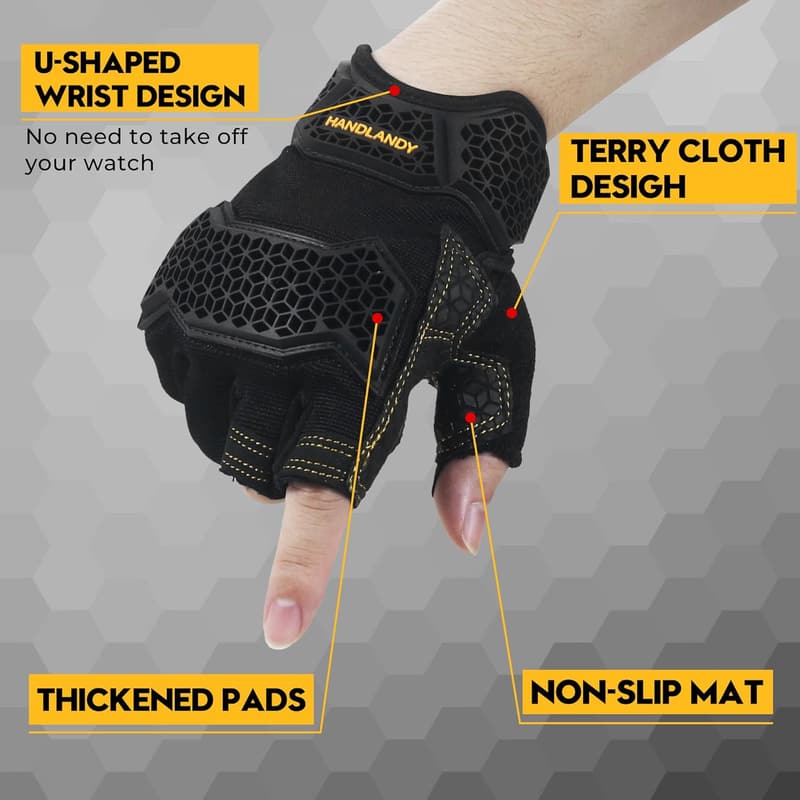 Utility Fingerless Work Gloves for Men and Women