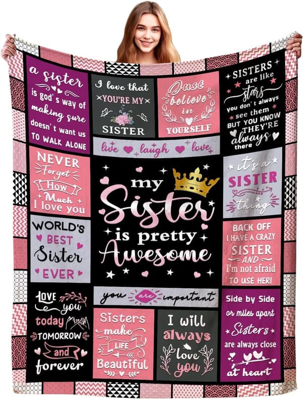 Sister Gift Blanket - Flannel Throw for Birthdays & Graduations