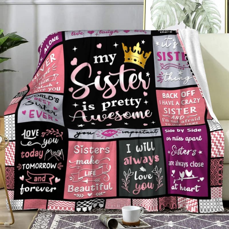 Sister Gift Blanket - Flannel Throw for Birthdays & Graduations