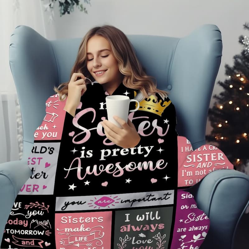 Sister Gift Blanket - Flannel Throw for Birthdays & Graduations