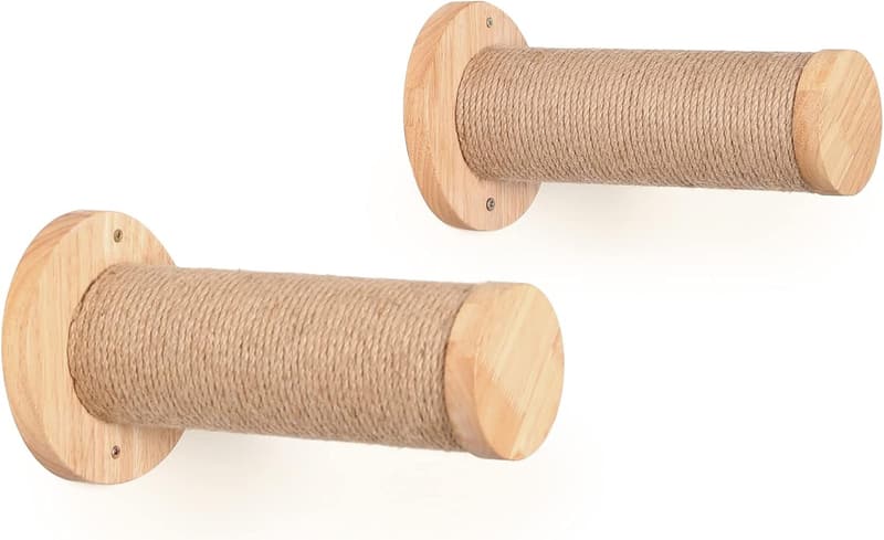 Wall-Mounted Cat Steps with Jute Scratching Posts - 2 Pack
