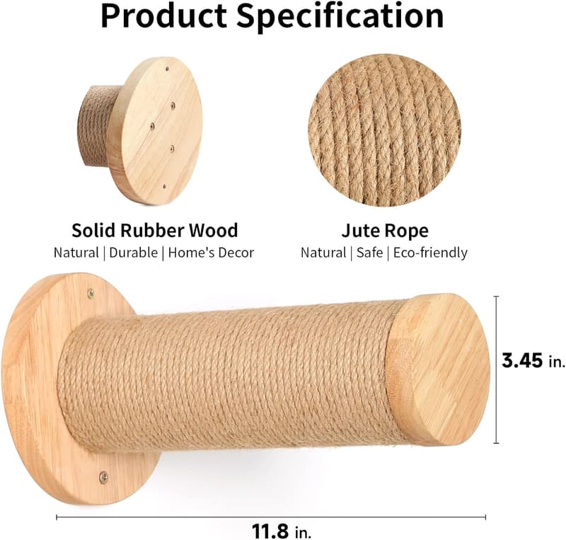 Wall-Mounted Cat Steps with Jute Scratching Posts - 2 Pack