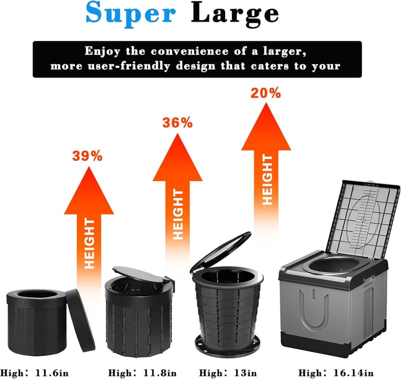 Large Portable Foldable Toilet for Camping & Outdoor Use