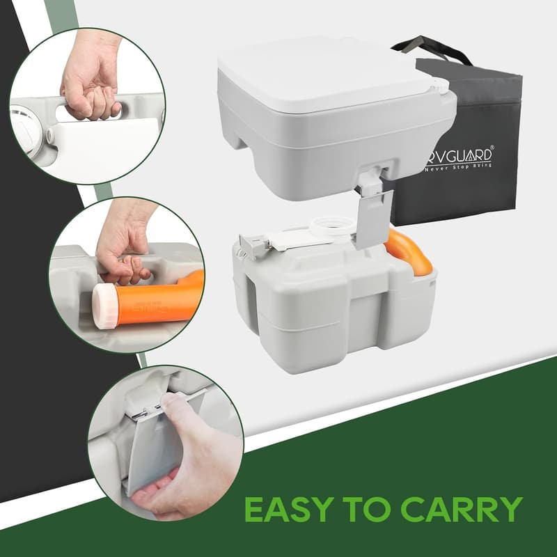 Portable Toilet with 5.3 Gallon Tank for Camping and RV Use