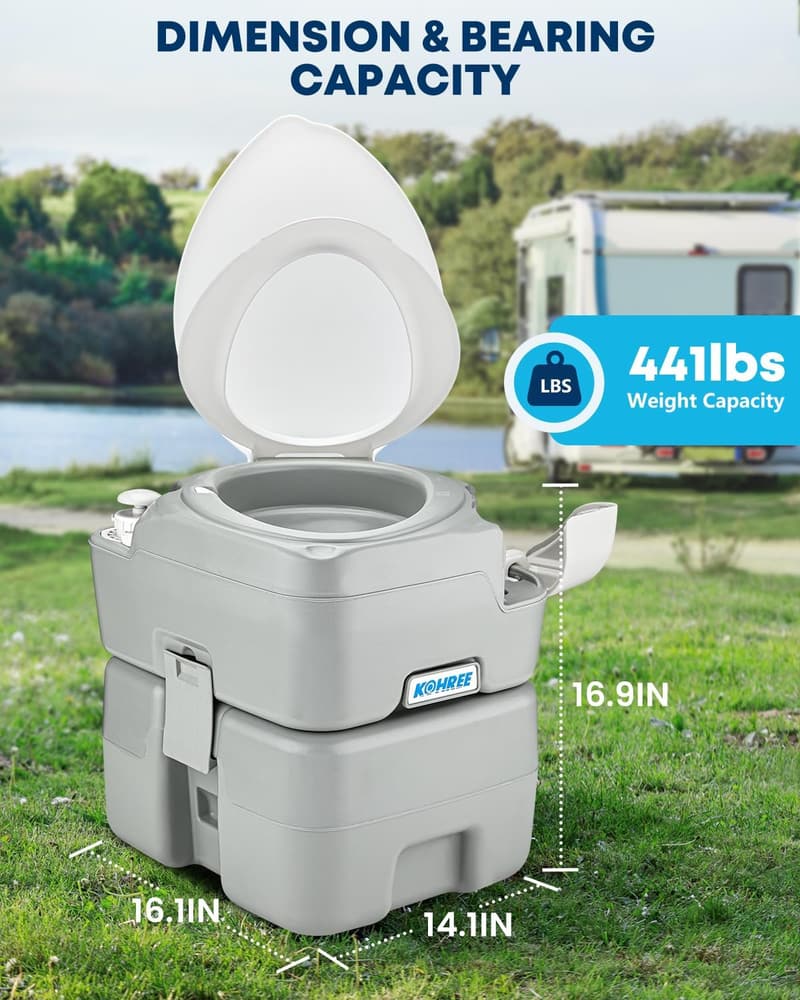 Portable 5.3 Gal Camping Toilet with Handle Flush for RVs