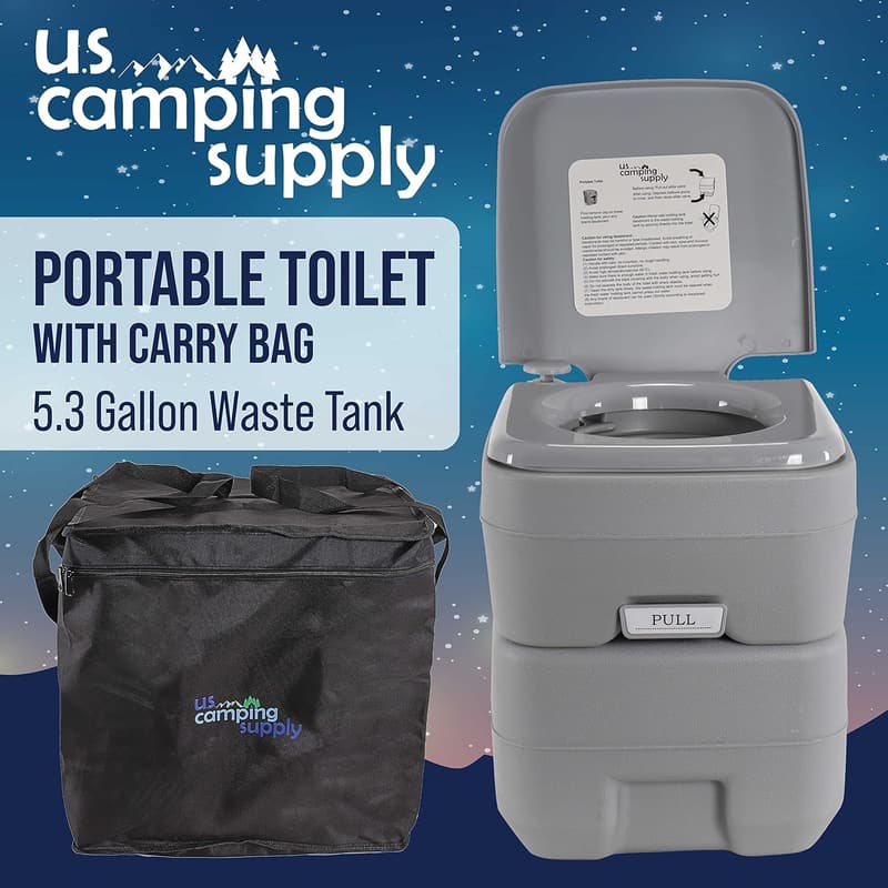 Portable Camping Toilet with Carry Bag - 5.3 Gallon Capacity