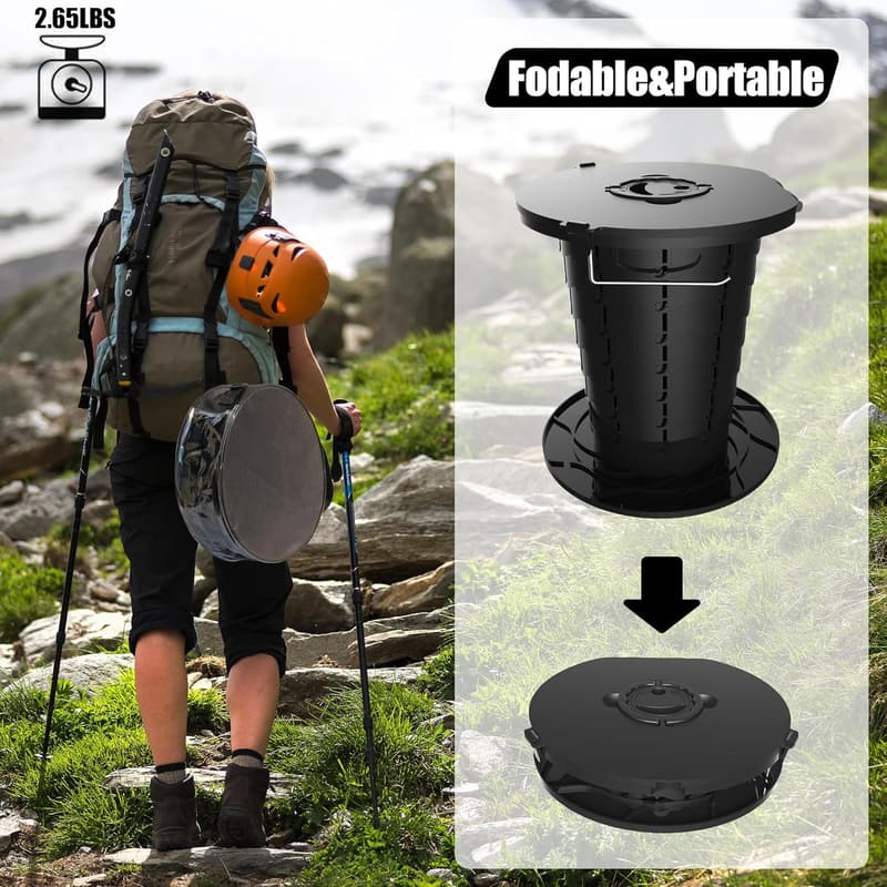Portable Adjustable Height Travel Toilet with 30 Bags for Camping