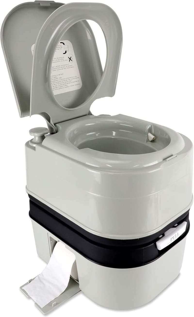 Portable 24L Camping Toilet with Piston Pump & Detachable Handle