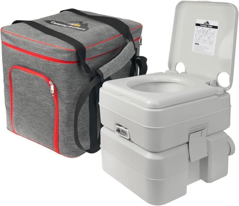 Portable Camping Toilet - 5.3 Gallon, 286 lbs Capacity, Carry Bag