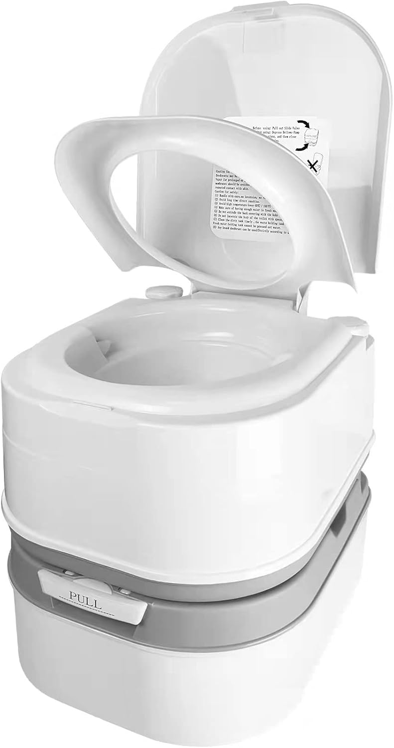 Portable Camping Toilet with Level Indicator - 6.4 Gallon RV Safe