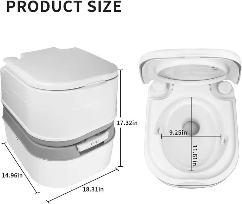 Portable Camping Toilet with Level Indicator - 6.4 Gallon RV Safe