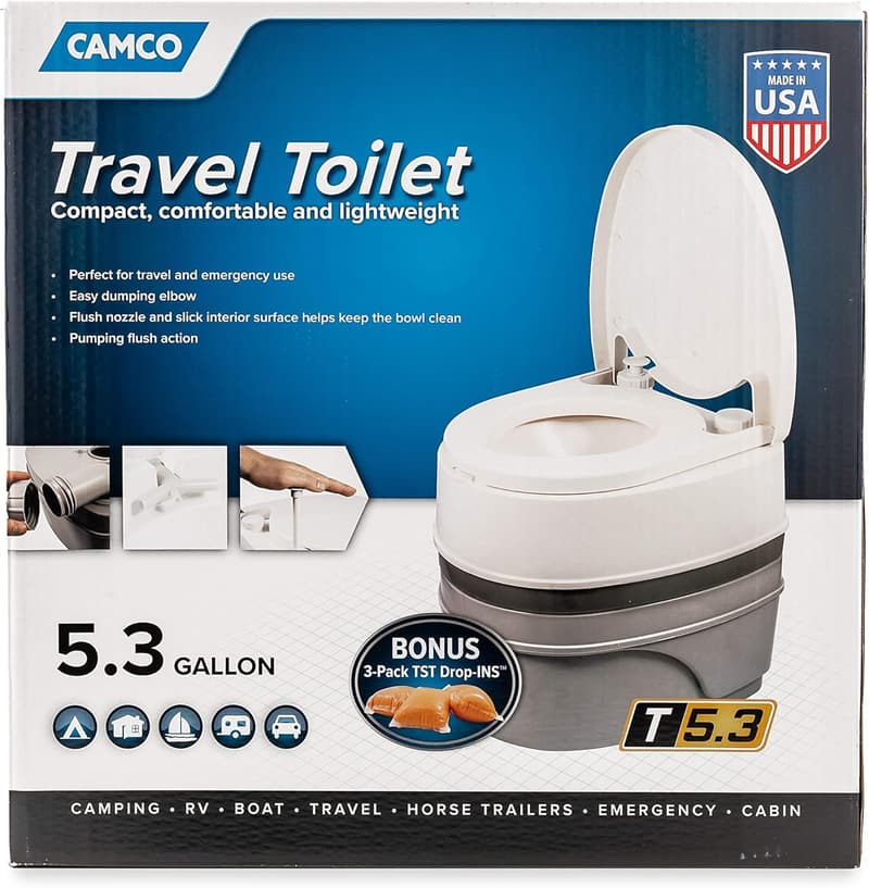 Portable Travel Toilet for Camping & RV - 5.3 Gallon