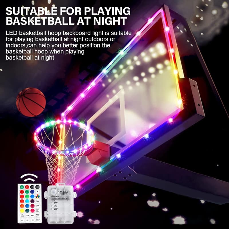 LED Basketball Hoop Light with Remote, 16 Colors for Night Play