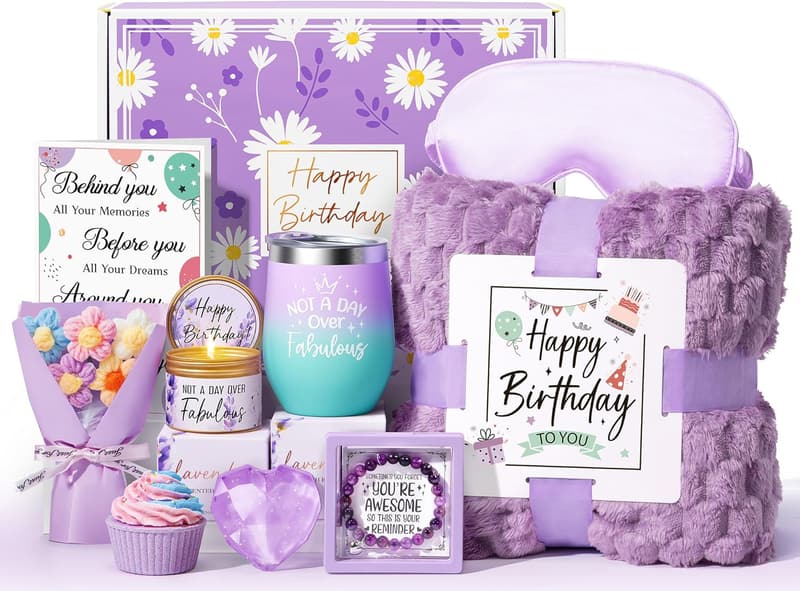 Birthday Spa Gift Basket for Women - Lavender Self-Care Set