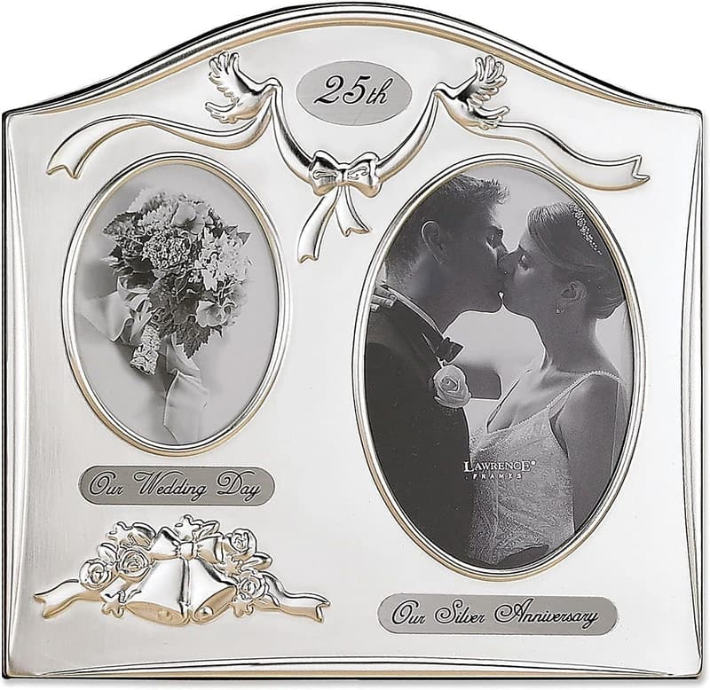 25th Anniversary Satin Silver & Brass Plated Picture Frame