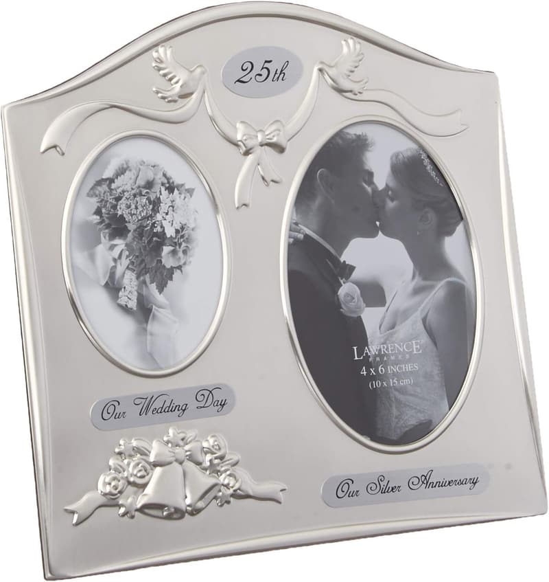 25th Anniversary Satin Silver & Brass Plated Picture Frame