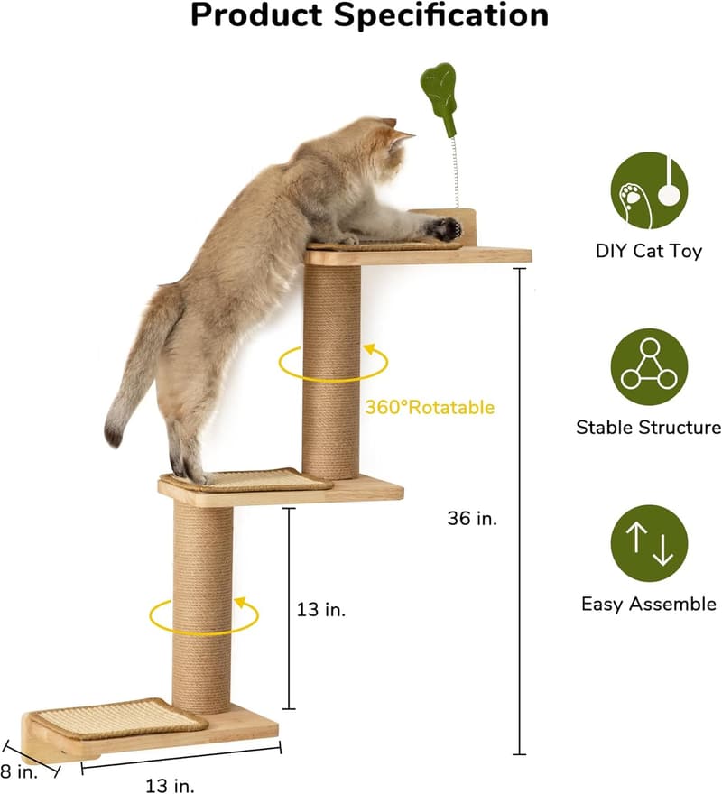 Transformable Cat Wall Shelves & Scratching Post - 3-in-1 Perch