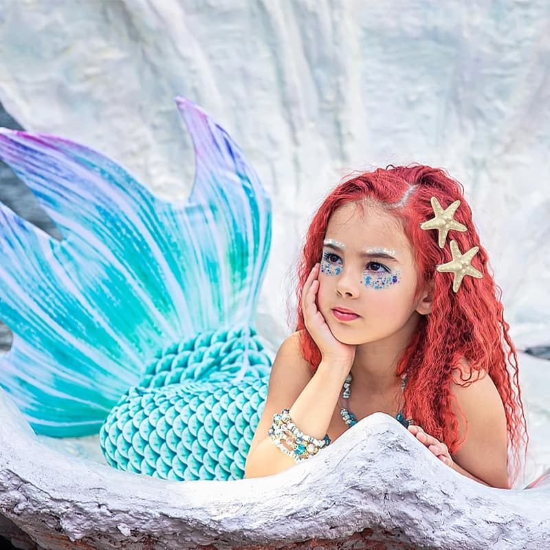 Mermaid Costume Accessories Set: Starfish Hair Clips & Glitter