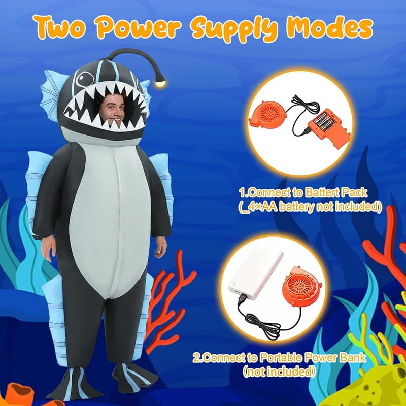 Anglerfish Inflatable Costume for Adults - Funny Halloween Outfit
