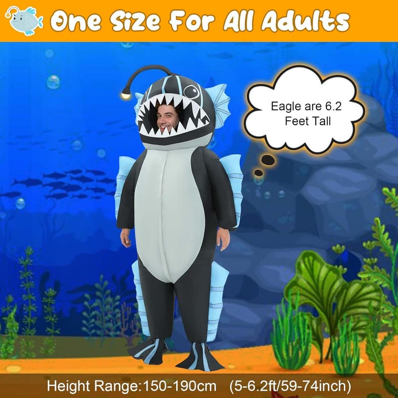 Anglerfish Inflatable Costume for Adults - Funny Halloween Outfit