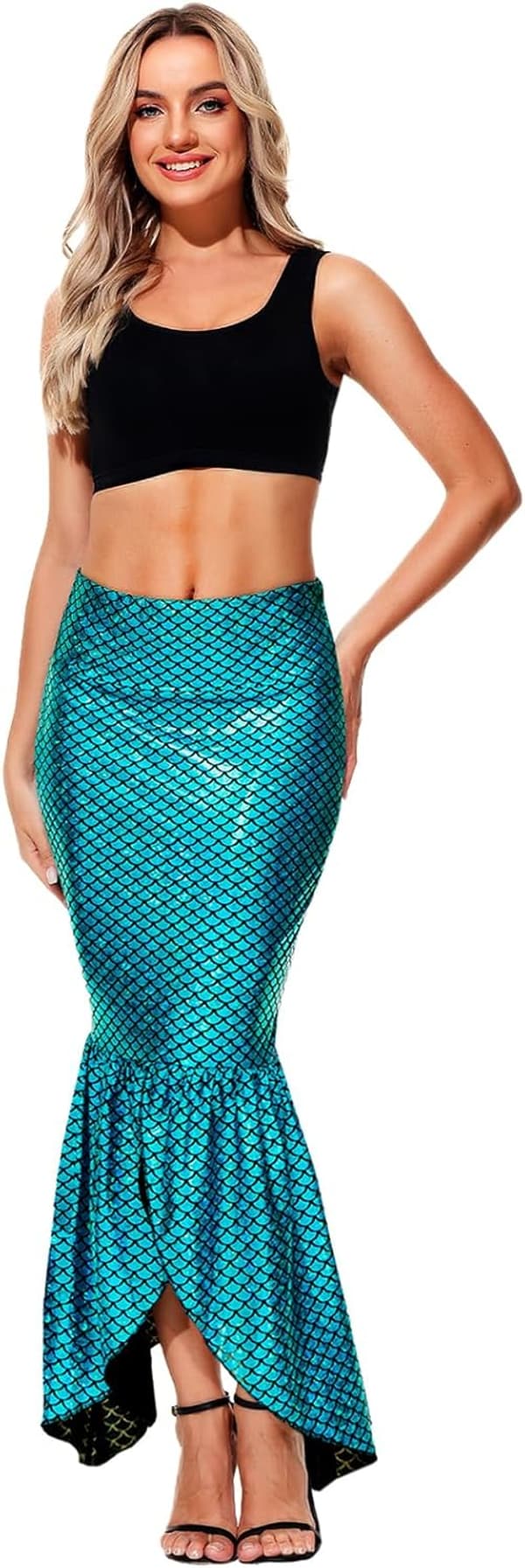 Halloween Mermaid Costume Skirt - Shiny Maxi Fish Design