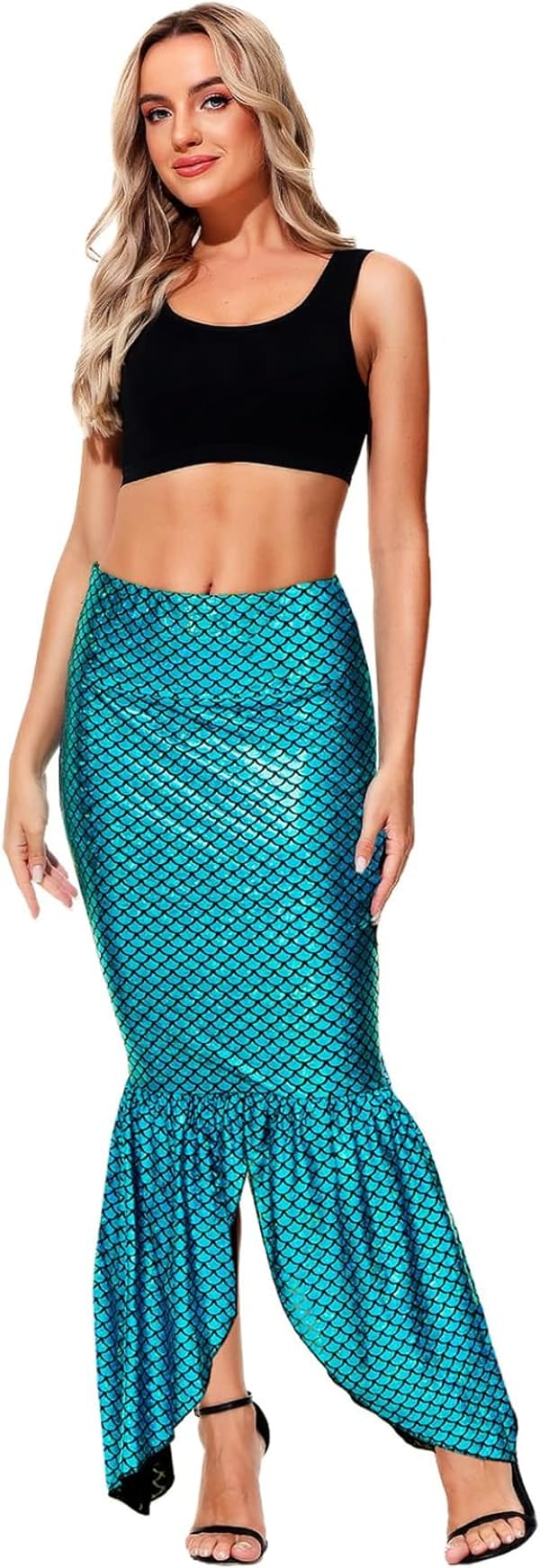 Halloween Mermaid Costume Skirt - Shiny Maxi Fish Design