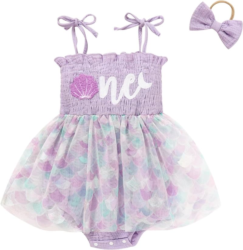 1st Birthday Tulle Romper Dress for Baby Girl Cake Smash