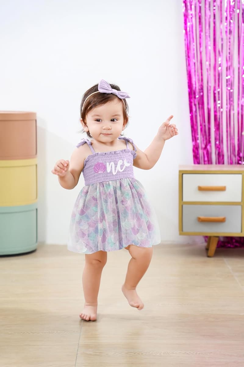 1st Birthday Tulle Romper Dress for Baby Girl Cake Smash