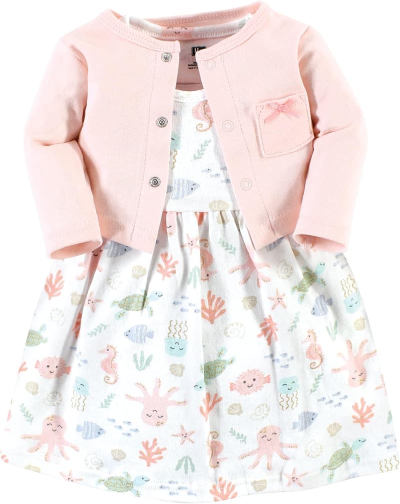 Baby Girls' Cotton Dress and Cardigan Set