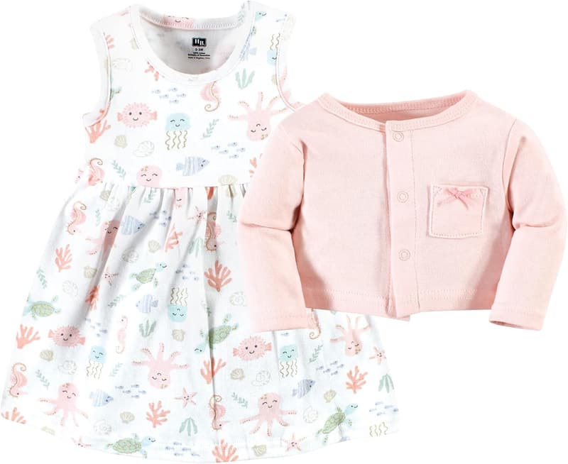 Baby Girls' Cotton Dress and Cardigan Set