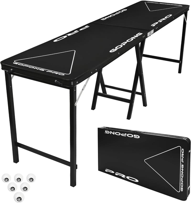 Premium 8-Foot Beer Pong Table - Heavy-Duty Black