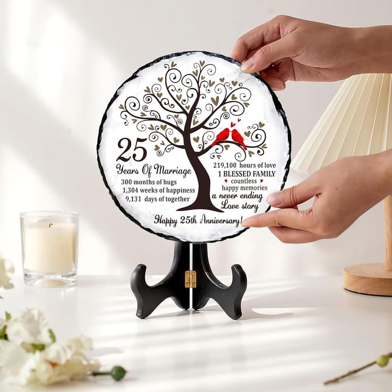 25th Anniversary Natural Stone Slate Sign for Couples