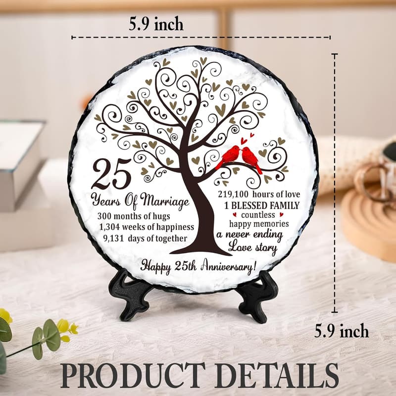 25th Anniversary Natural Stone Slate Sign for Couples