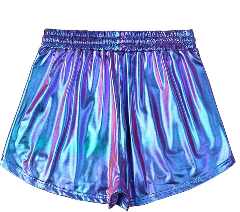 Shiny Metallic Women's Yoga Shorts with Drawstring