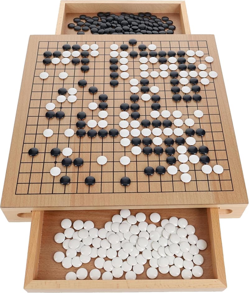 Portable 12-Inch Go Board Game Set with Storage Drawers